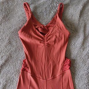 Lululemon red ruched yoga bodysuit